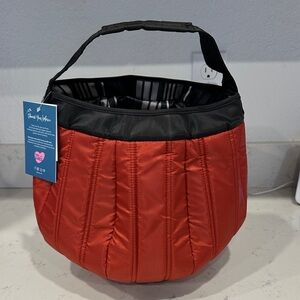 Lug Pumpkin Halloween trick or treat Red Quilted Bag. Strong handle. NEW